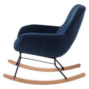 Rocking chair Miles Velours / Hêtre massif - Bleu / Noir