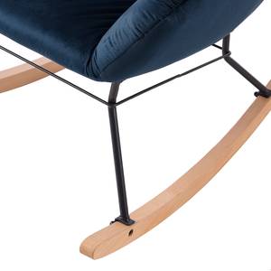 Rocking chair Miles Velours / Hêtre massif - Bleu / Noir