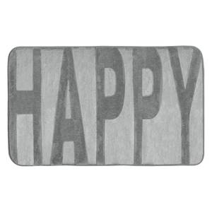 Tapis de bain Memory Foam Happy Gris - Textile - 50 x 80 cm