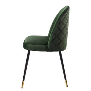 Chaise capitonnée Farum Velours / Acier - Noir - Velours Zala: Vert - 1 chaise