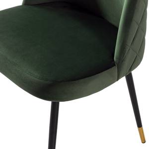 Chaise capitonnée Farum Velours / Acier - Noir - Velours Zala: Vert - 1 chaise