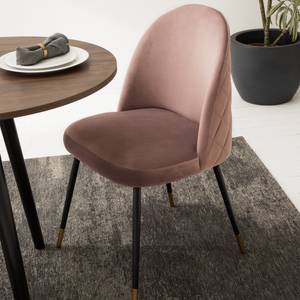 Gestoffeerde stoelen Farum Fluweel/staal - zwart - Velours Zala: Oud pink - Stoel