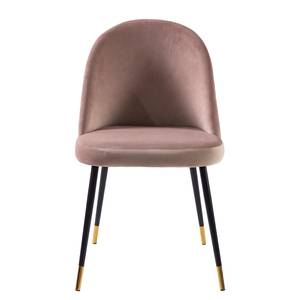 Chaise capitonnée Farum Velours / Acier - Noir - Velours Zala: Rose vieilli - 1 chaise