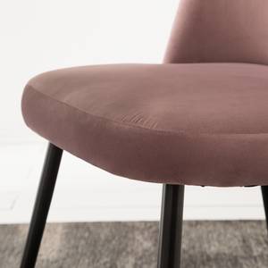 Chaise capitonnée Farum Velours / Acier - Noir - Velours Zala: Rose vieilli - 1 chaise