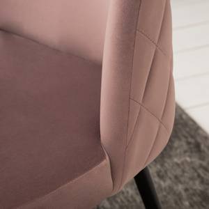 Chaise capitonnée Farum Velours / Acier - Noir - Velours Zala: Rose vieilli - 1 chaise