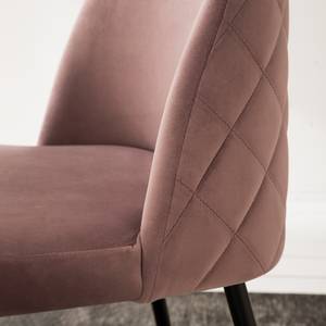 Chaise capitonnée Farum Velours / Acier - Noir - Velours Zala: Rose vieilli - 1 chaise