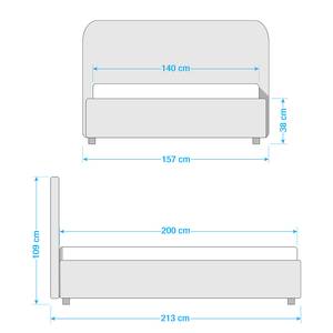 Gestoffeerd bed Chiara I geweven stof in fluwelen look - Mauve - 140 x 200cm - Geen opbergruimte