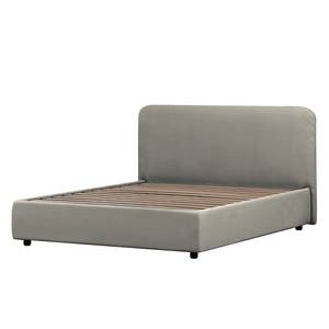 Gestoffeerd bed Chiara I geweven stof in fluwelen look - Heldergrijs - 90 x 200cm - 1 opbergruimte