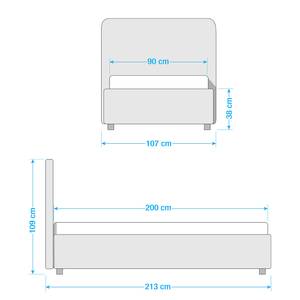 Gestoffeerd bed Chiara I geweven stof in fluwelen look - Antiek groen - 90 x 200cm - 1 opbergruimte