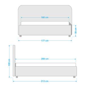 Gestoffeerd bed Chiara I geweven stof in fluwelen look - Mauve - 160 x 200cm - 1 opbergruimte