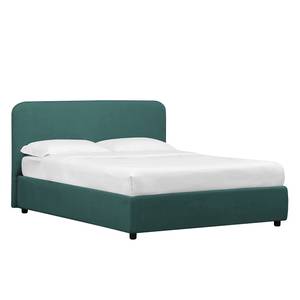 Gestoffeerd bed Chiara I geweven stof in fluwelen look - Antiek groen - 160 x 200cm - 1 opbergruimte