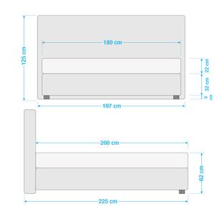 Lit boxspring Seaspray Tissu - Anthracite - 180 x 200cm - D2 souple