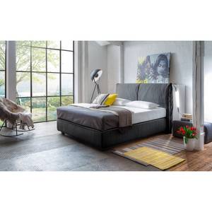 Boxspringbett Seaspray Webstoff - Anthrazit - 180 x 200cm - Doppelmatratze H2/H3