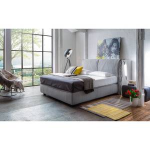 Boxspring Seaspray Geweven stof - Lichtgrijs - 180 x 200cm - Tweepersoonsmatras H2/H3