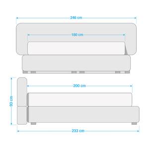 Boxspringbett Dochamps Webstoff - Lichtgrau - 180 x 200cm - H3