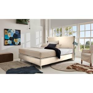 Boxspringbett Toowong Webstoff - Creme / Blau - H3