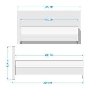 Boxspring Toowong Geweven stof - Crèmekleurig/blauw - H3 medium