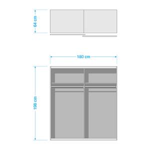 Armoire à portes coulissantes Breda Graphite - Largeur : 180 cm