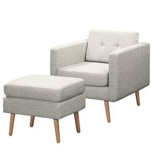 Fauteuil Croom Microfibre - Tissu Fida: Blanc - Avec repose-pieds