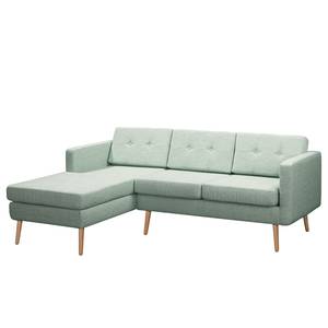 Ecksofa Croom Webstoff Fida: Mintgrün - Longchair davorstehend links - Ohne Hocker