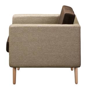 Sessel Croom Webstoff Fida / Samt Freda: Sand / Dunkelbraun - Mit Hocker