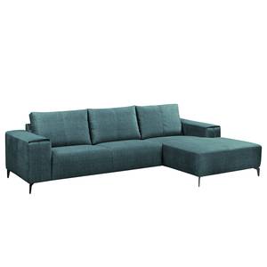 Ecksofa Mazy Microfaser - Jeansblau - Longchair davorstehend rechts