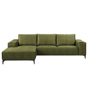 Ecksofa Mazy Microfaser - Olivgrün - Longchair davorstehend links