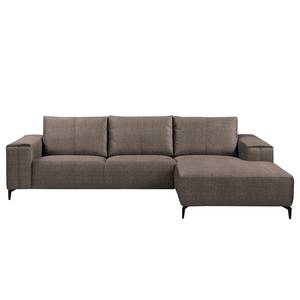 Ecksofa Mazy Microfaser - Steingrau - Longchair davorstehend rechts