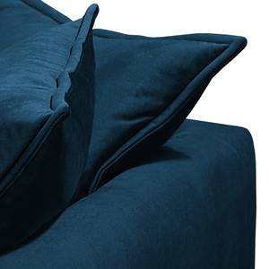 Canapé d’angle Glebe Velours - Bleu foncé - Méridienne longue à droite (vue de face)