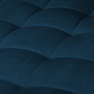 Canapé d’angle Glebe Velours - Bleu foncé - Méridienne longue à droite (vue de face)