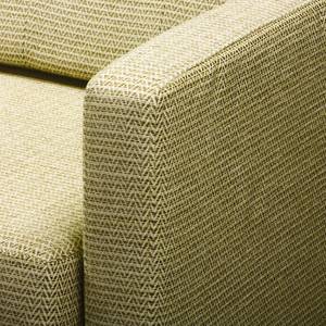 Hoekbank Croom microvezel - Geweven stof Fida: Beige groen - Longchair vooraanzicht links - Zonder hocker