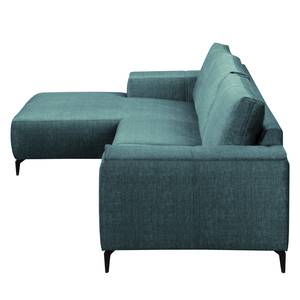 Ecksofa Mazy Microfaser - Jeansblau - Longchair davorstehend links