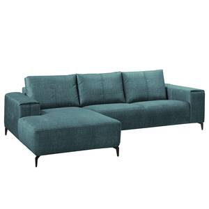 Ecksofa Mazy Microfaser - Jeansblau - Longchair davorstehend links