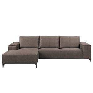 Ecksofa Mazy Microfaser - Steingrau - Longchair davorstehend links