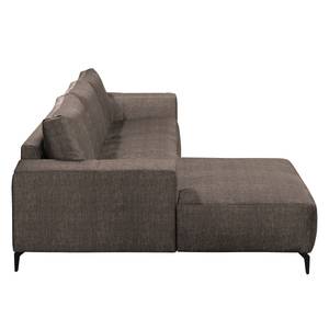 Ecksofa Mazy Microfaser - Steingrau - Longchair davorstehend links