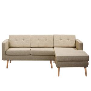 Ecksofa Croom Webstoff Fida: Sand - Longchair davorstehend rechts - Ohne Hocker