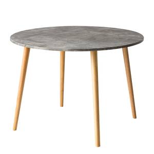 Eettafel Lemmie Massief rubberboomhout - betonnen look/rubberboomhout - Diameter: 110 cm