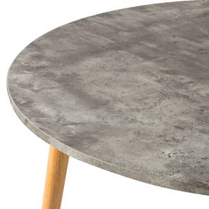 Eettafel Lemmie Massief rubberboomhout - betonnen look/rubberboomhout - Diameter: 110 cm