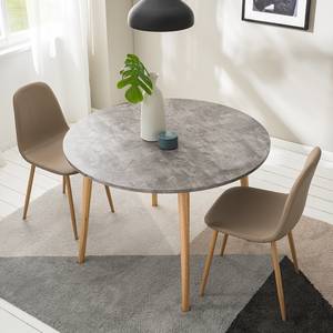 Eettafel Lemmie Massief rubberboomhout - betonnen look/rubberboomhout - Diameter: 110 cm