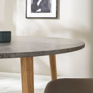 Eettafel Lemmie Massief rubberboomhout - betonnen look/rubberboomhout - Diameter: 110 cm