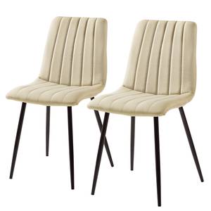 Eetkamerstoelen Jobo (set van 2) Geweven stof/staal - zwart - Beige