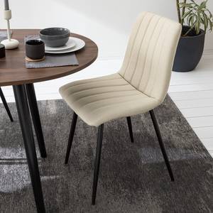 Eetkamerstoelen Jobo (set van 2) Geweven stof/staal - zwart - Beige