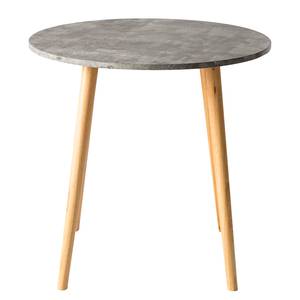 Eettafel Lemmie Massief rubberboomhout - betonnen look/rubberboomhout - Diameter: 80 cm