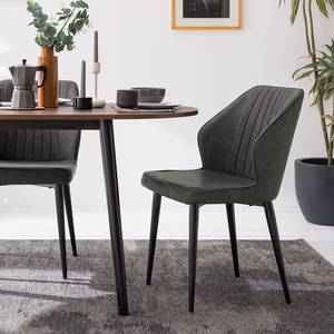 Eetkamerstoelen Watson (set van 2) Kunstleer/staal - zwart - Vintage Grijs