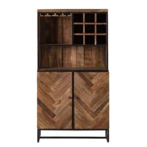 Barschrank Parquet Akazie massiv / Eisen - Akazie / Schwarz