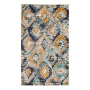 Tapis Vistoso Tissu - Jaune moutarde / Bleu pétrole - 120 x 180 cm