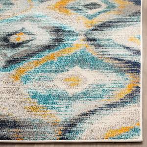 Laagpolig vloerkleed Vistoso Geweven stof - Mosterdgeel/petrolblauw - 120 x 180 cm