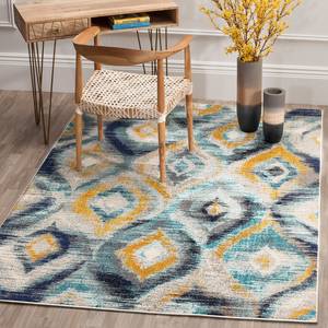 Tapis Vistoso Tissu - Jaune moutarde / Bleu pétrole - 160 x 230 cm