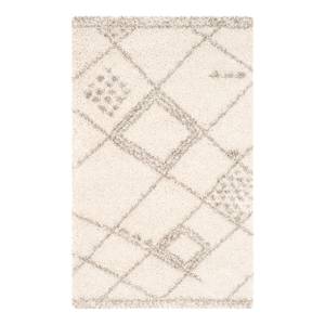 Hoogpolig vloerkleed Fionne Geweven stof - crèmekleurig/beige - 90 x 150 cm