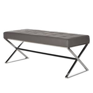 Banc Alina Imitation cuir / Acier - Gris foncé